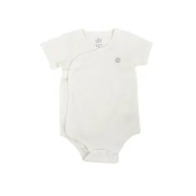 Organic Cotton Ribbed Kimono SS Onesie - White