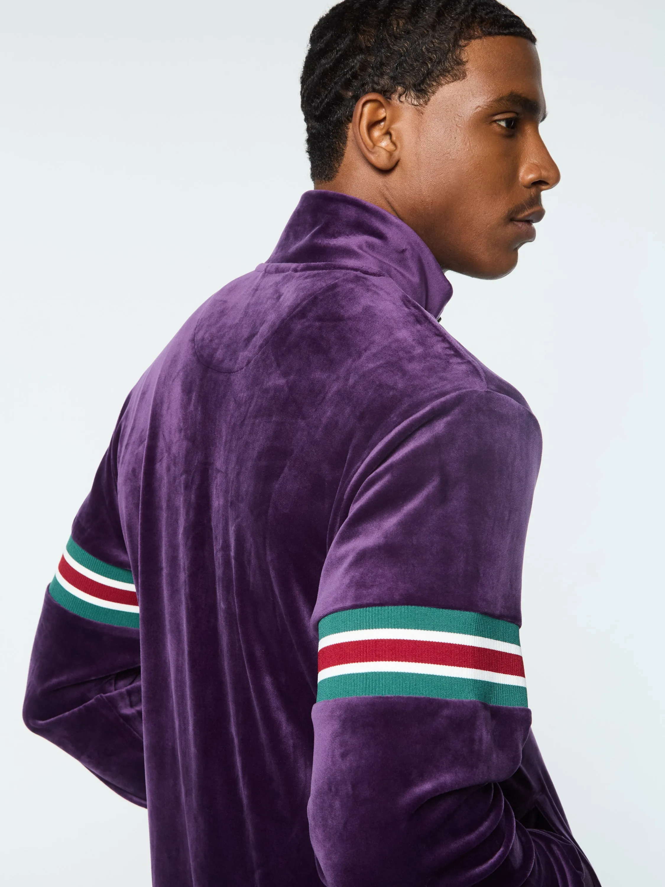 Ostuni Velour Track Jacket- Blackberry Cordial