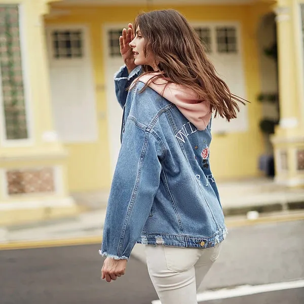 Oversized Floral Denim Jacket