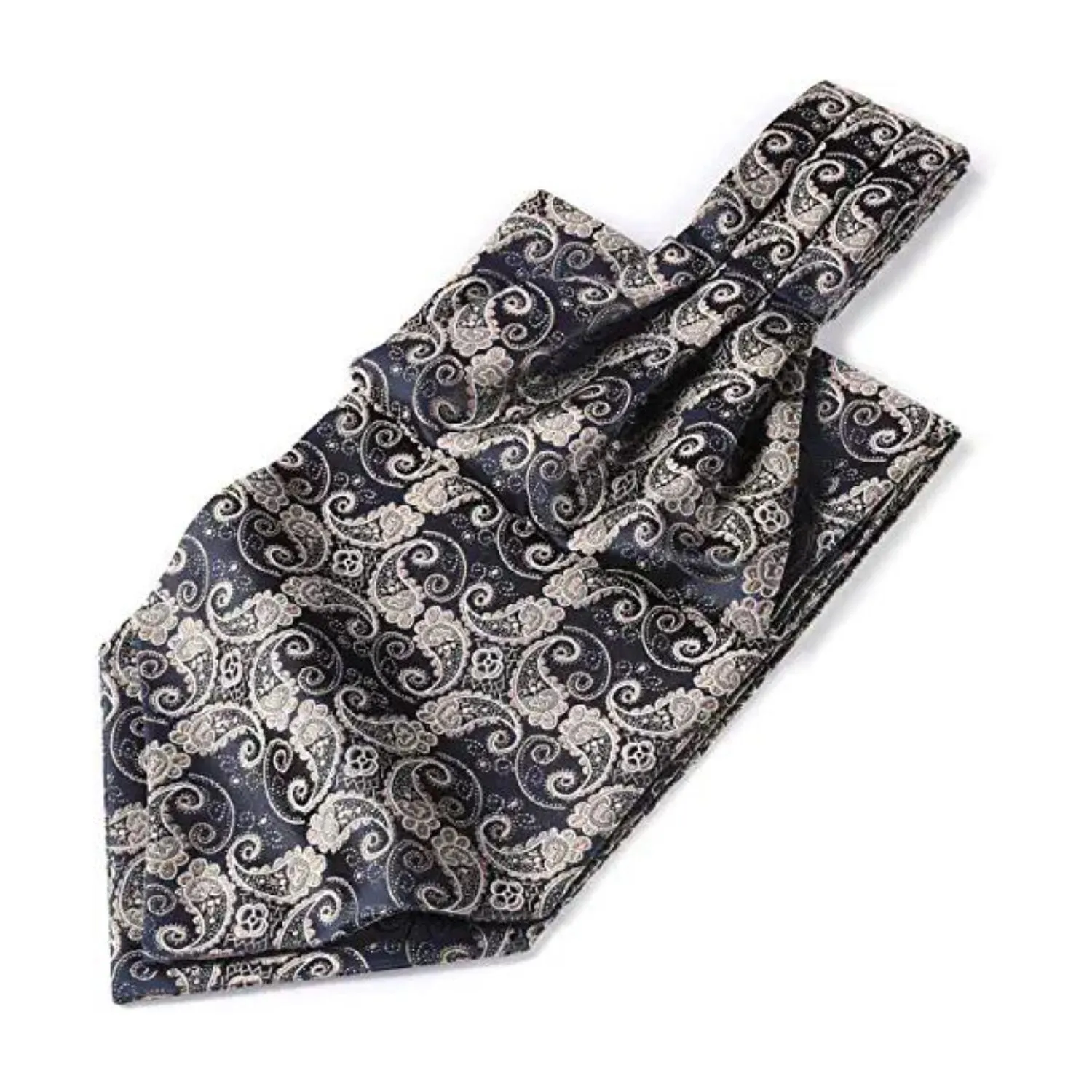 Paisley Ascot Cravat Scarf - A-NAVY/BEIGE