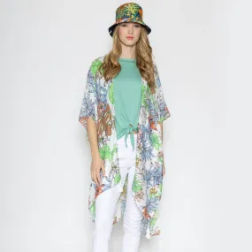 Palm Leaf Kimono for Women Beach Coverup