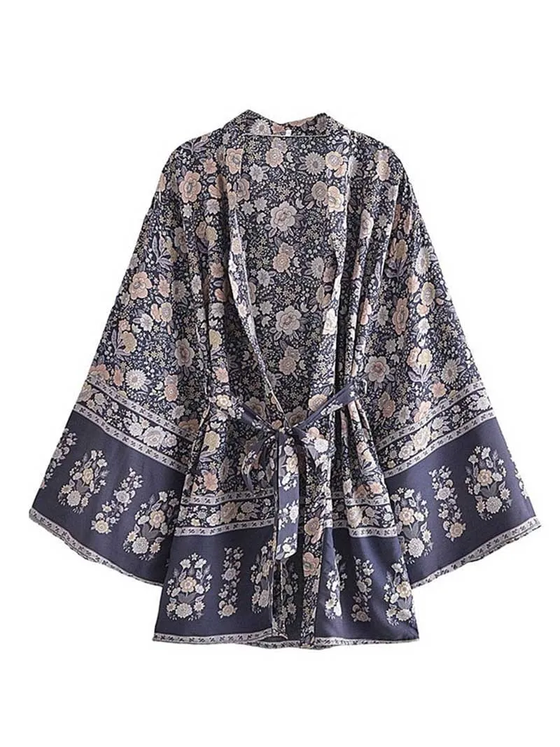 Party Wear Beauty Floral Printed Kimono Gown Duster Robe