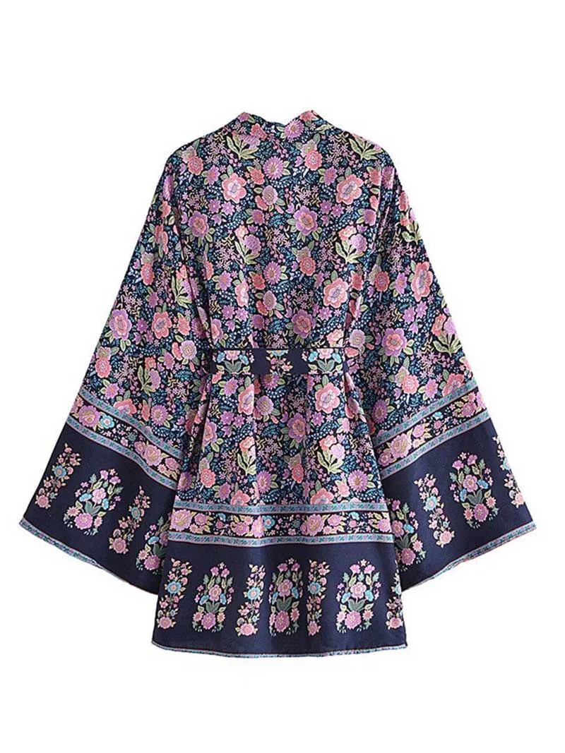 Party Wear Beauty Floral Printed Kimono Gown Duster Robe