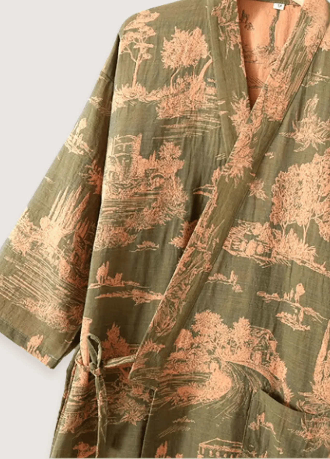 Peignoir kimono vert homme | Ukiyo