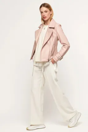 Pink leather biker jacket