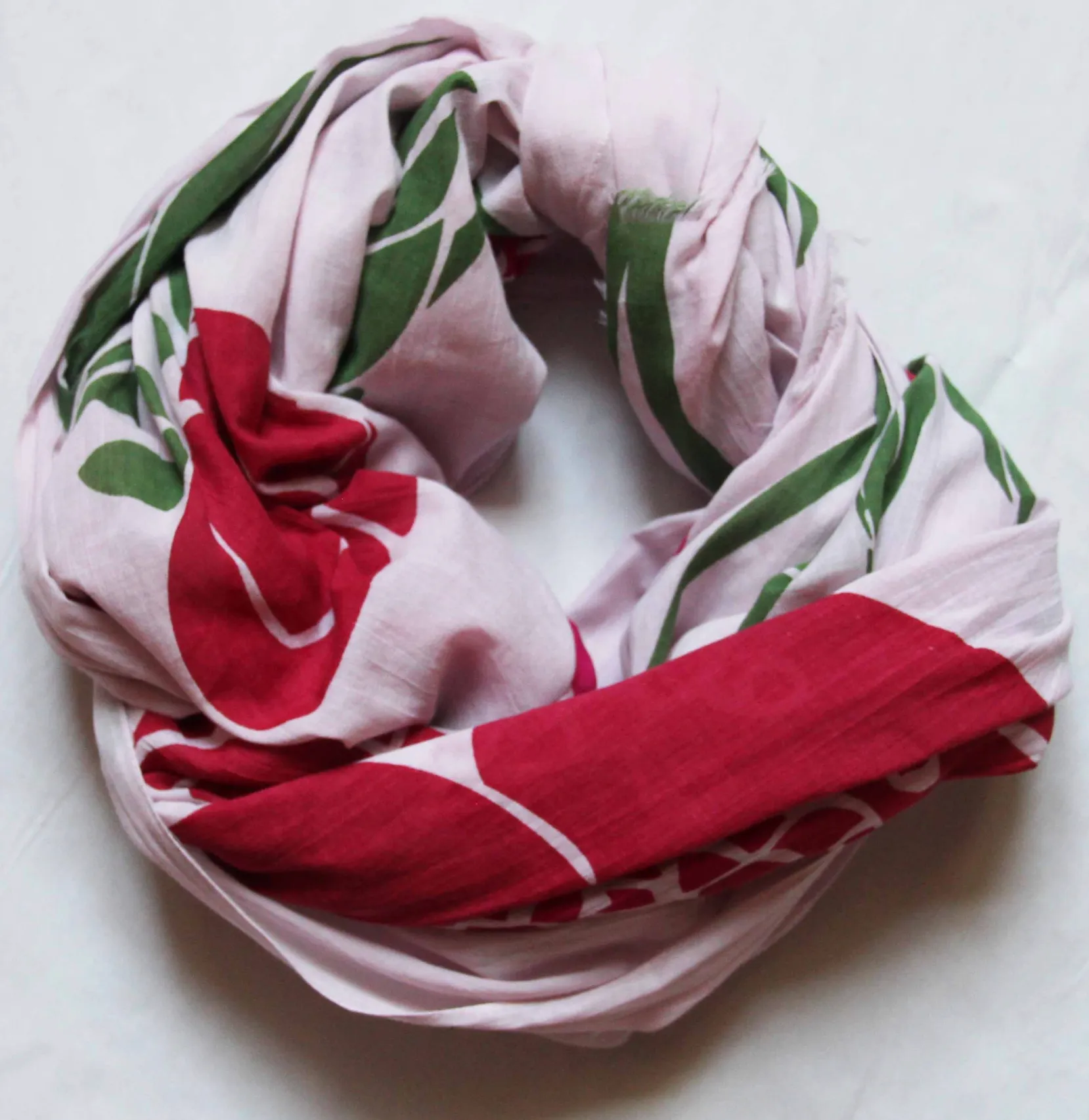 Pink poppy cotton scarf \ 100x180cm