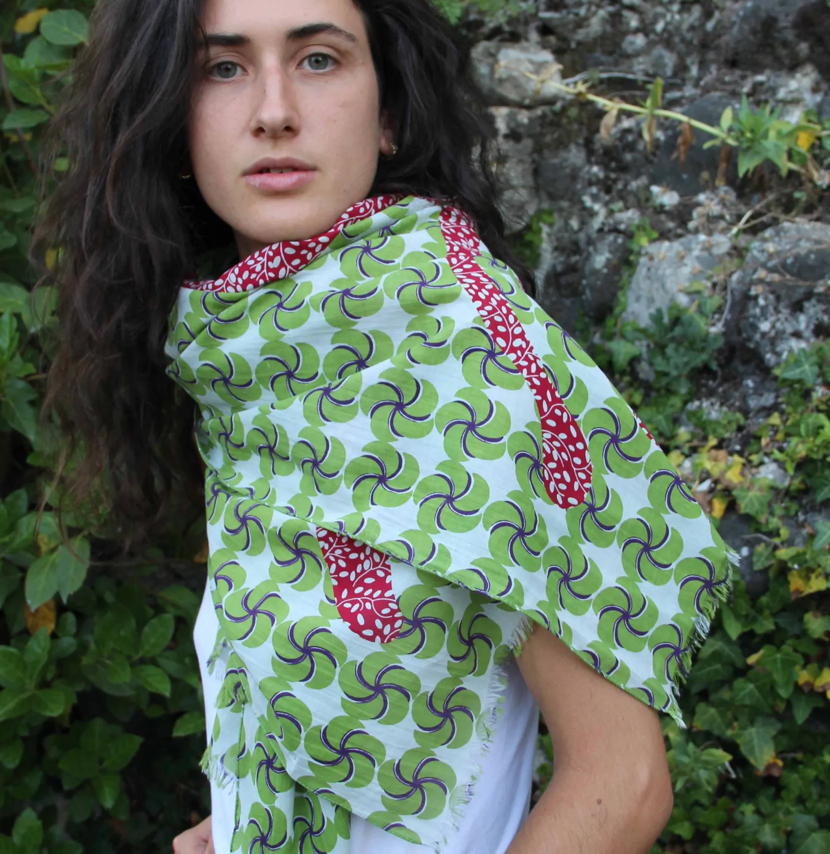 Pink poppy cotton scarf \ 100x180cm