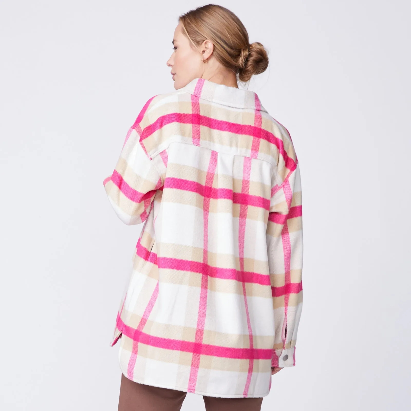 Plaid Flannel Jacket, Fuschia/Natural