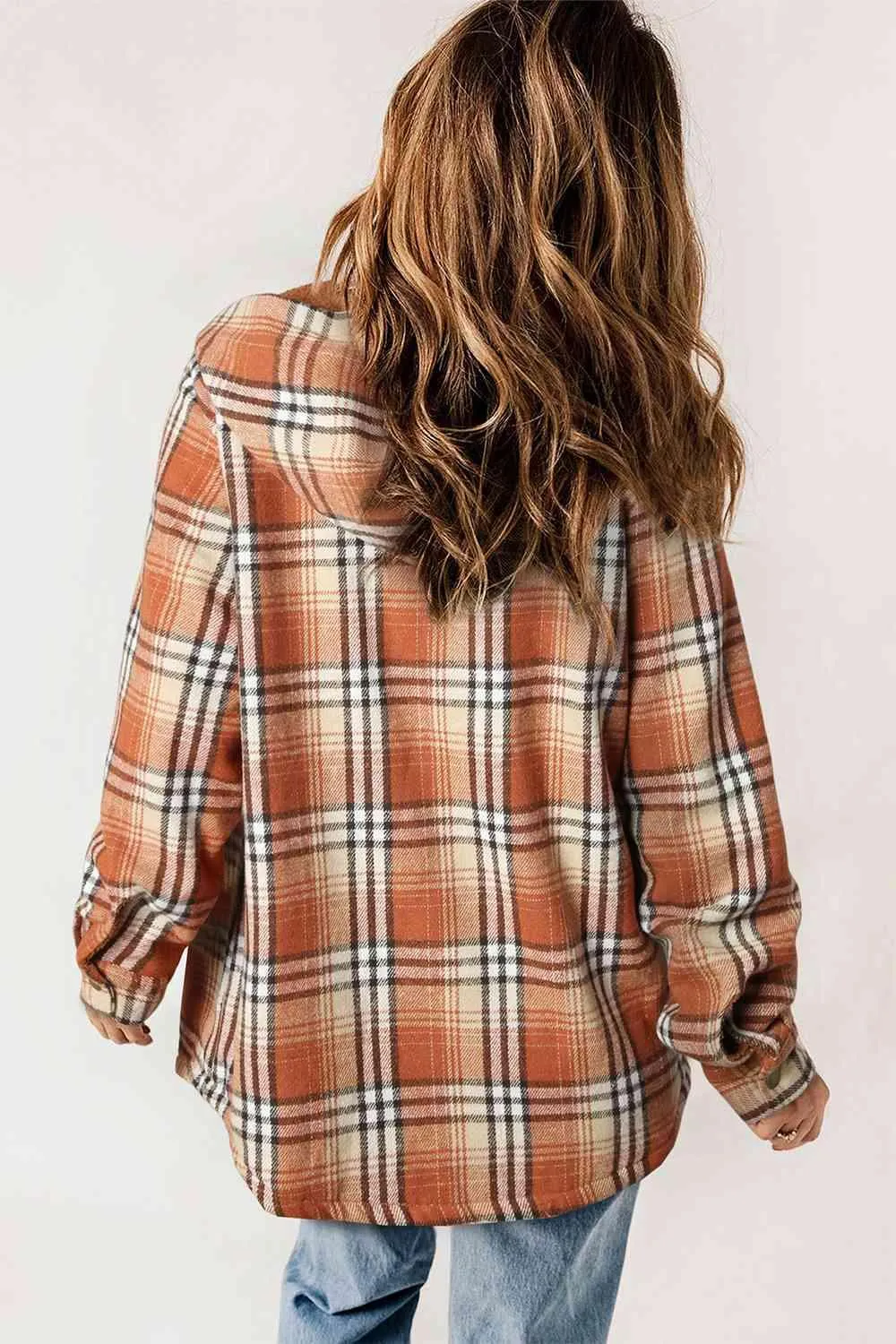 Plaid Snap Down Hooded Jacket - Stylish & Cozy Outerwear for All Seasons