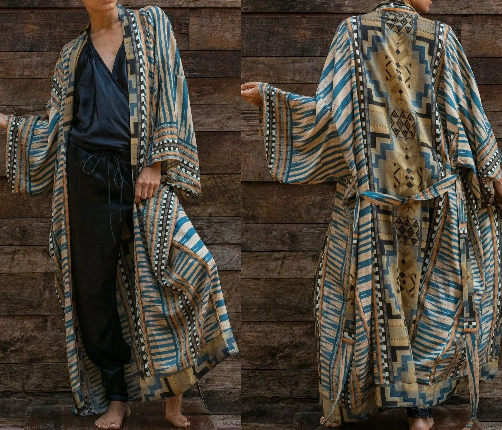 Printed Long Sleeve Bohemian Kimono