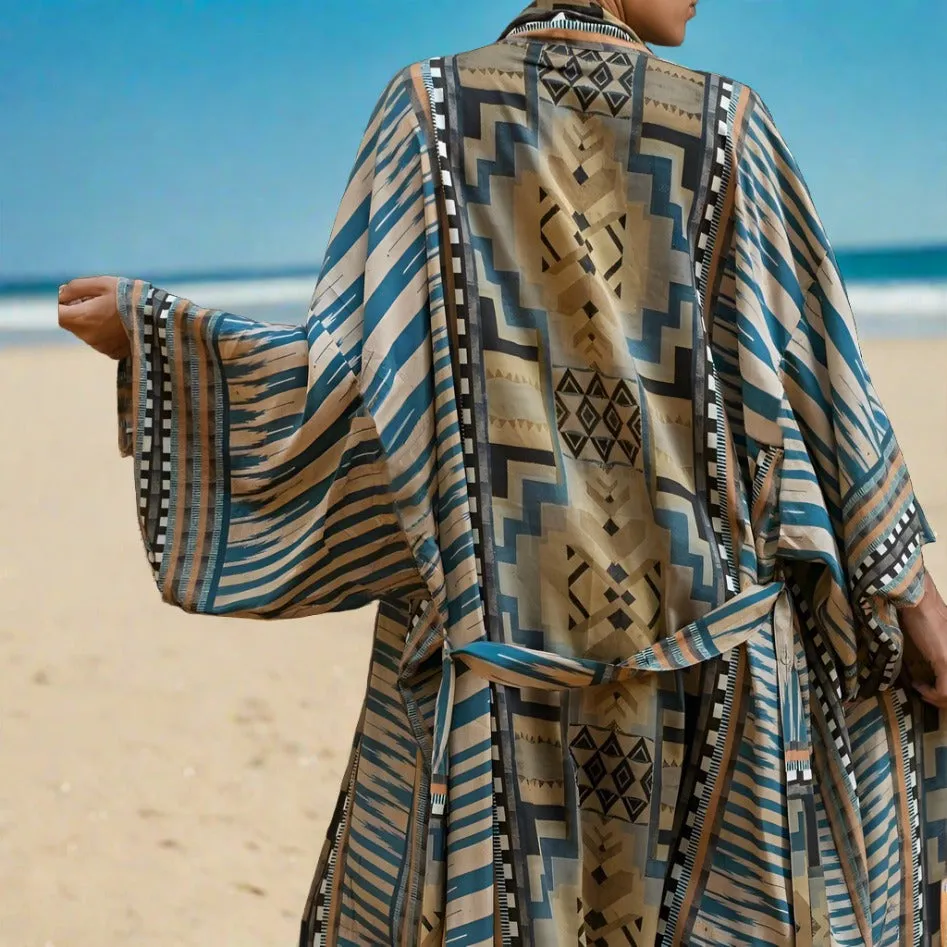 Printed Long Sleeve Bohemian Kimono