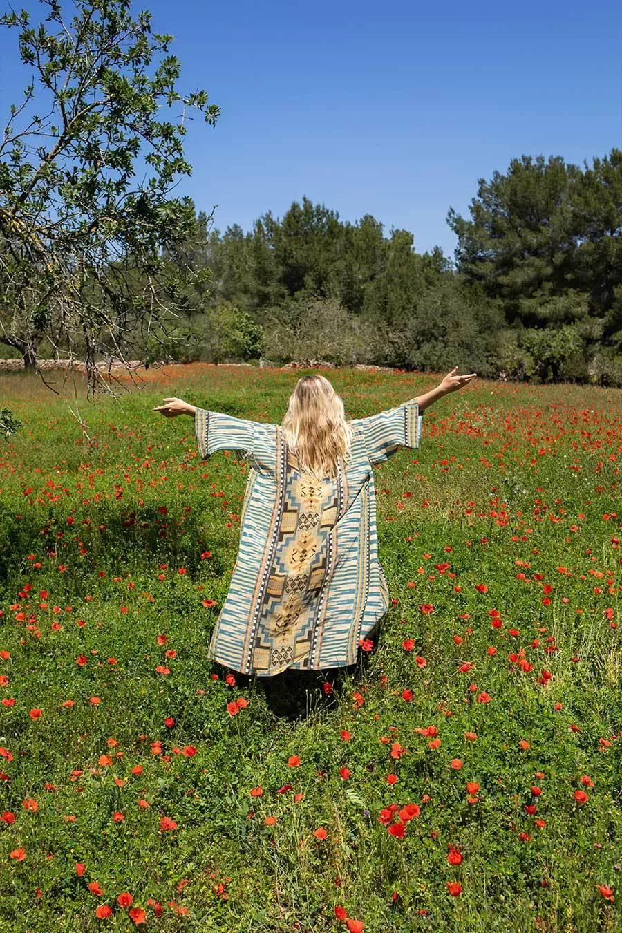 Printed Long Sleeve Bohemian Kimono