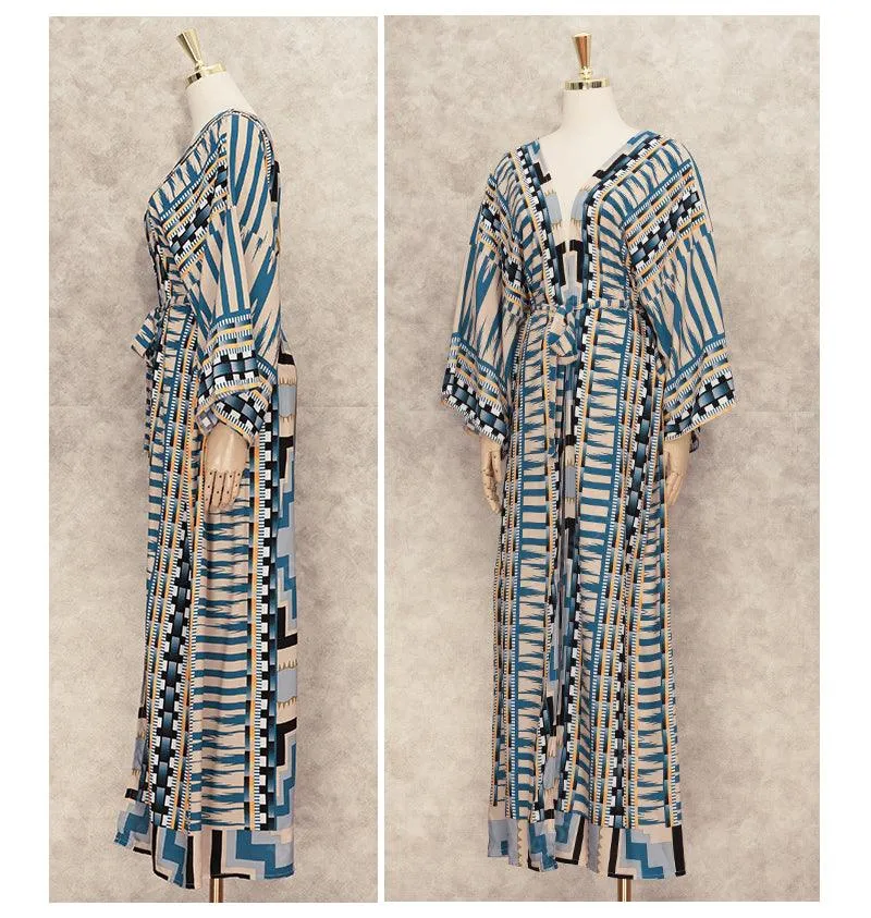 Printed Long Sleeve Bohemian Kimono