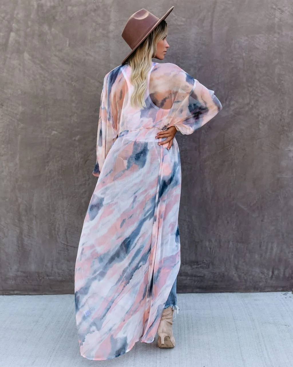 Quaint Clouds Tie Dye Duster Kimono - FINAL SALE