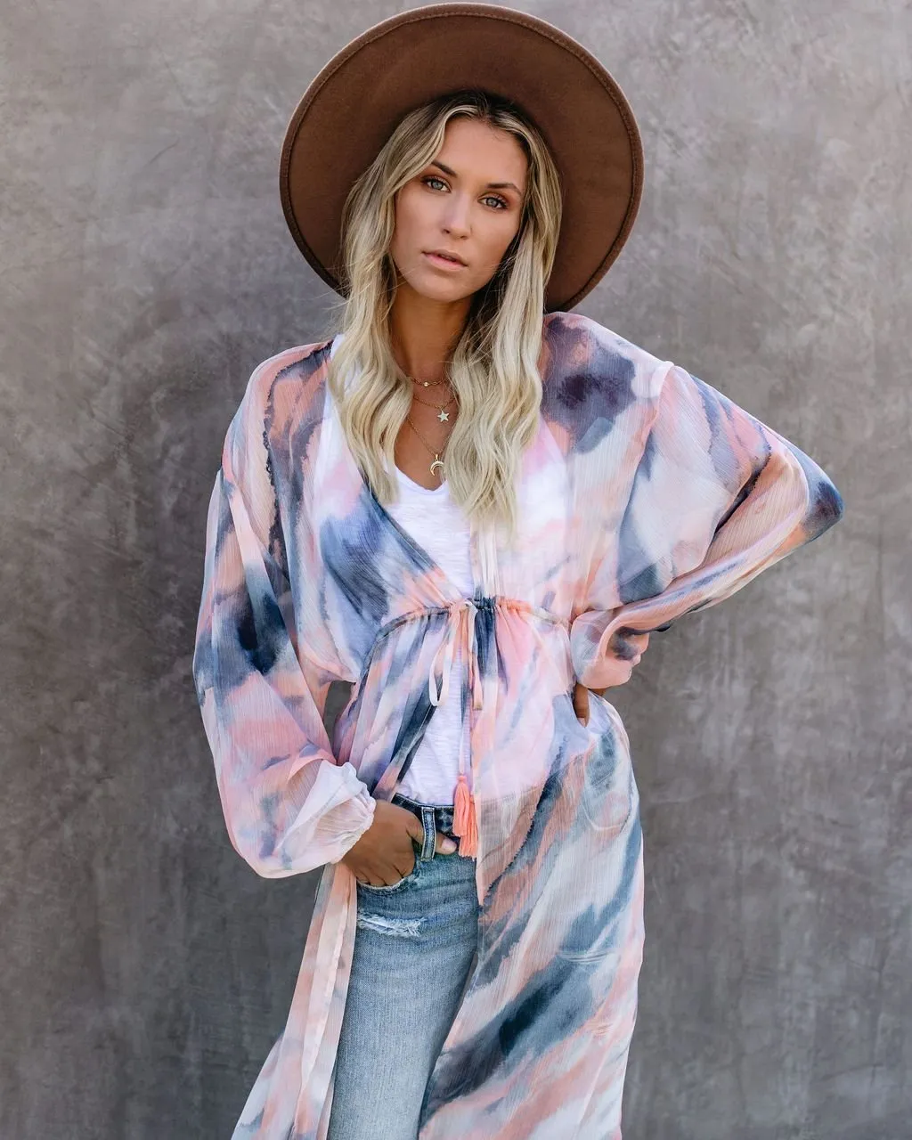 Quaint Clouds Tie Dye Duster Kimono - FINAL SALE