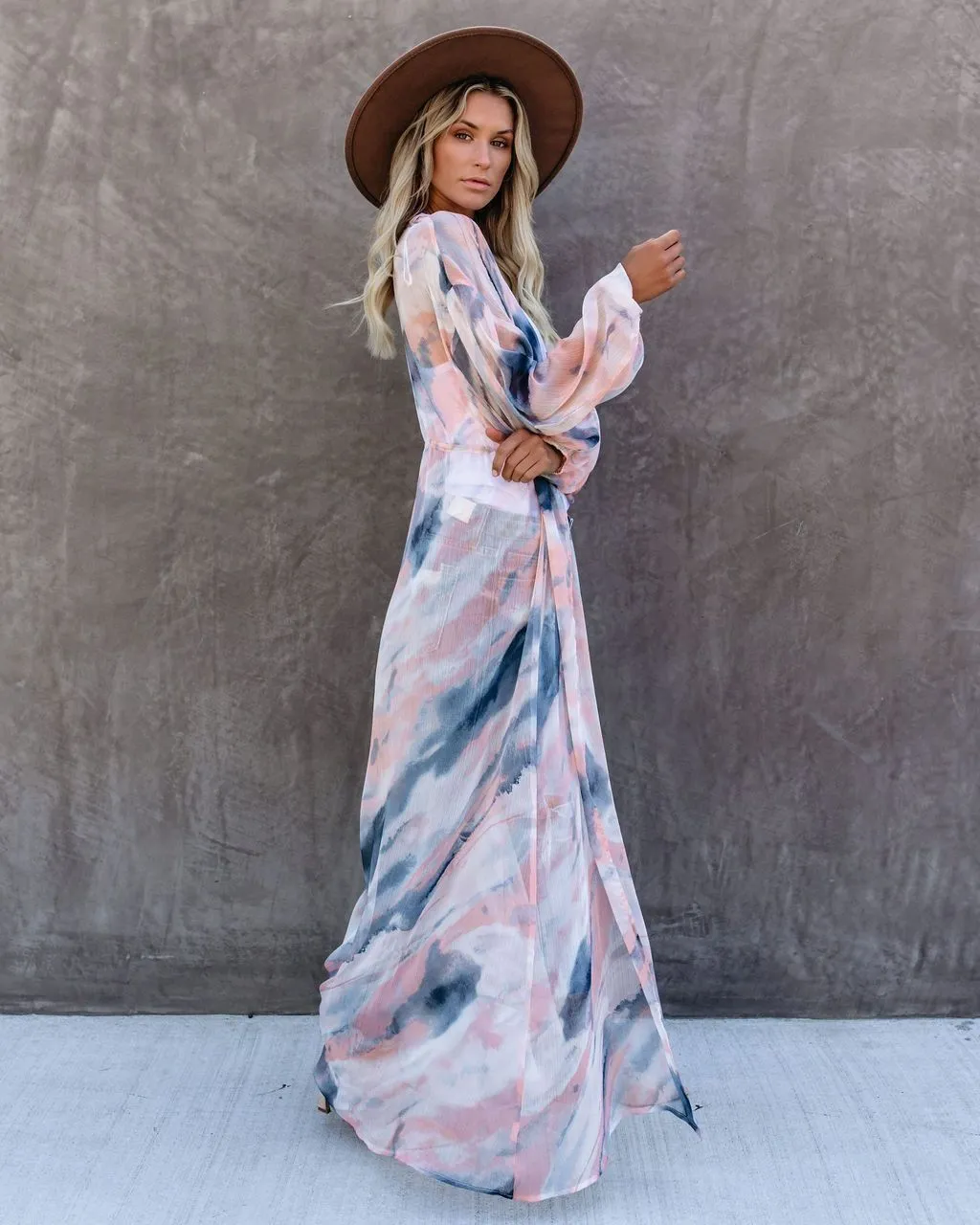 Quaint Clouds Tie Dye Duster Kimono - FINAL SALE