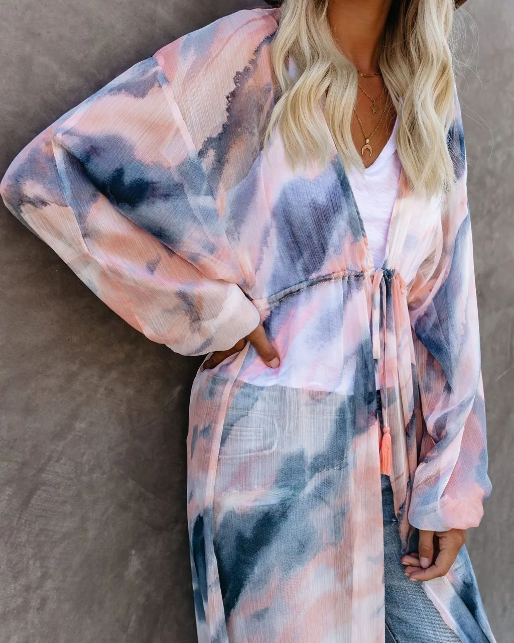 Quaint Clouds Tie Dye Duster Kimono - FINAL SALE