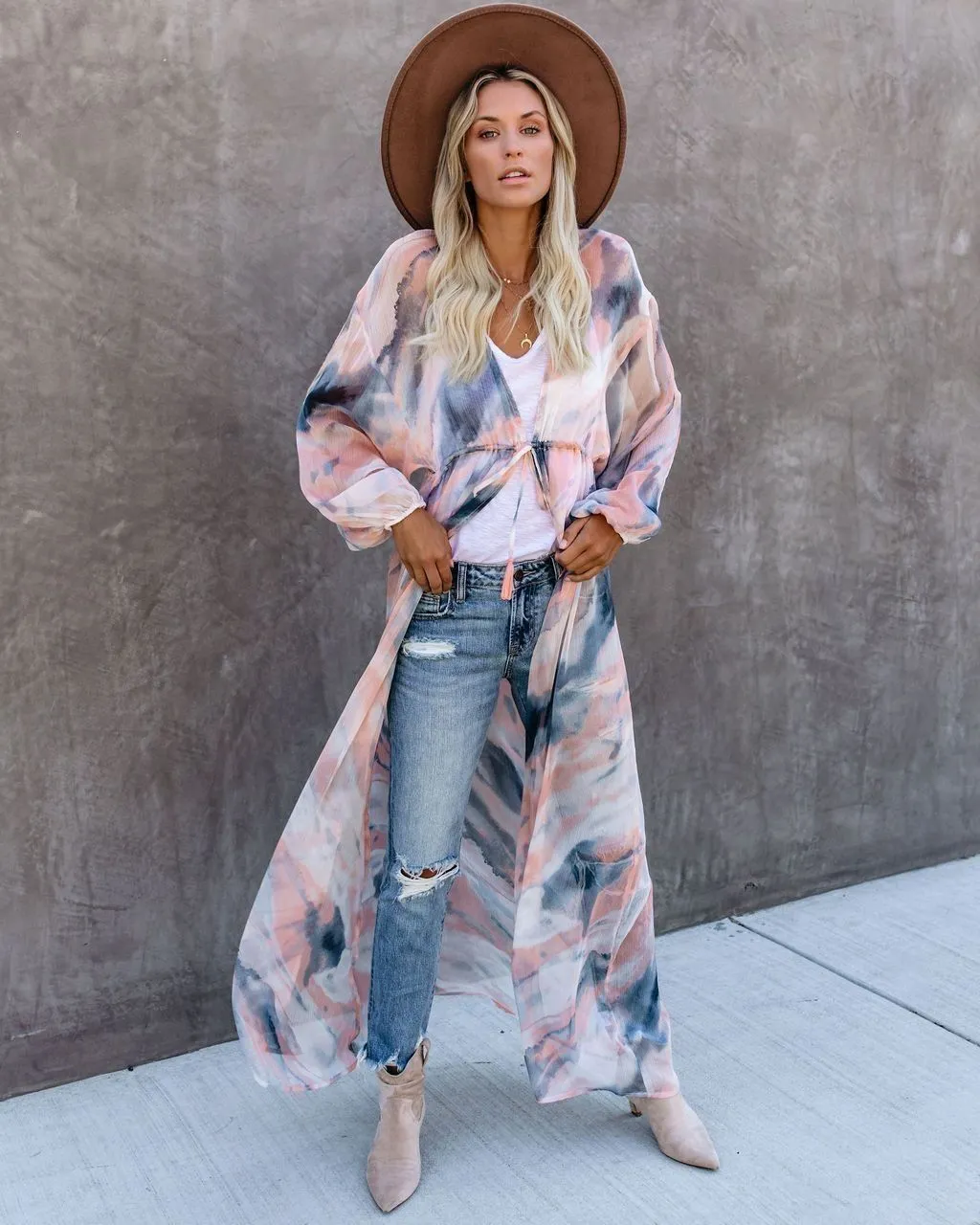 Quaint Clouds Tie Dye Duster Kimono - FINAL SALE