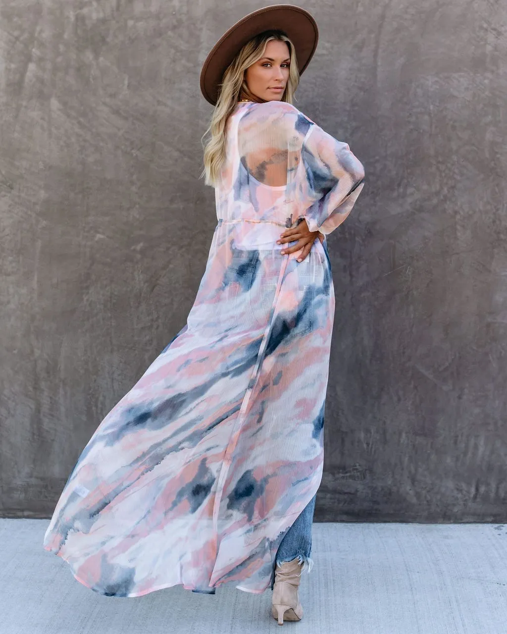 Quaint Clouds Tie Dye Duster Kimono - FINAL SALE