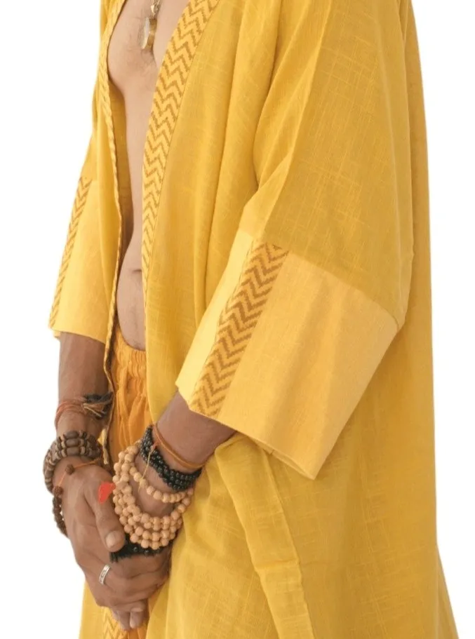 Raw Cotton Turmeric Long Kimono