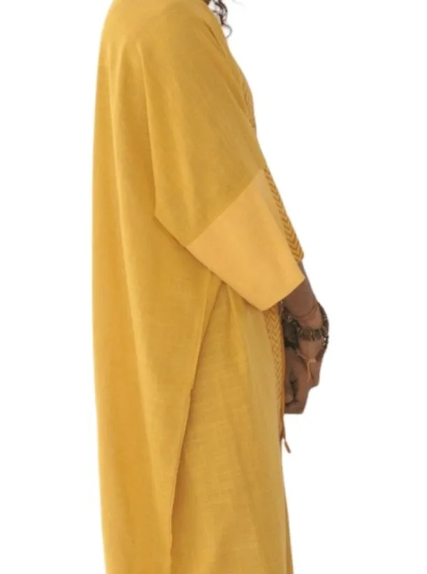 Raw Cotton Turmeric Long Kimono