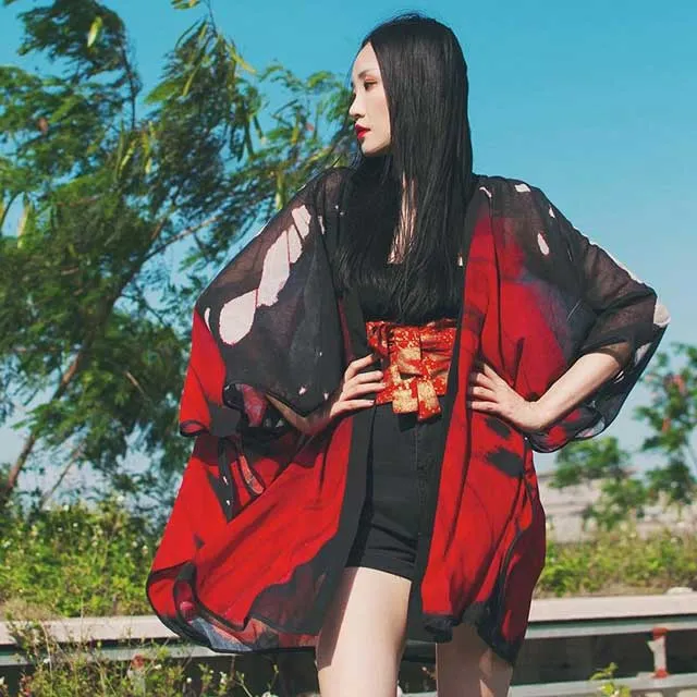 Red Kimono Cardigan