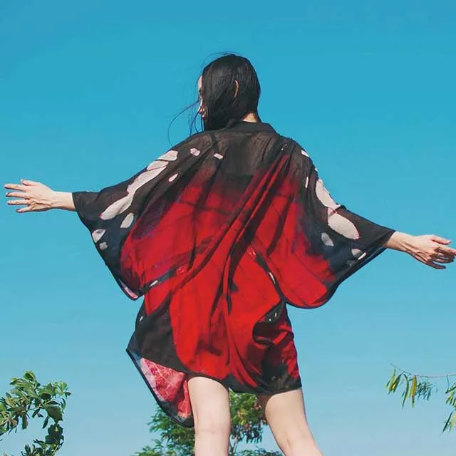 Red Kimono Cardigan