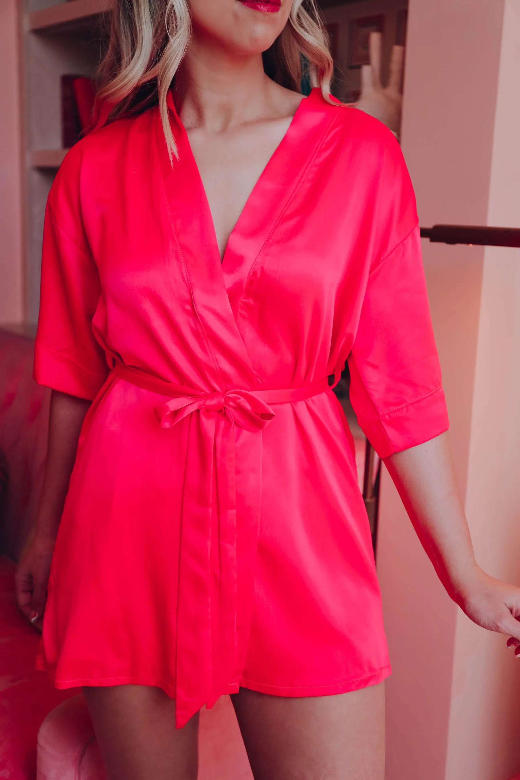 Resort Restoration Satin Kimono - Coral