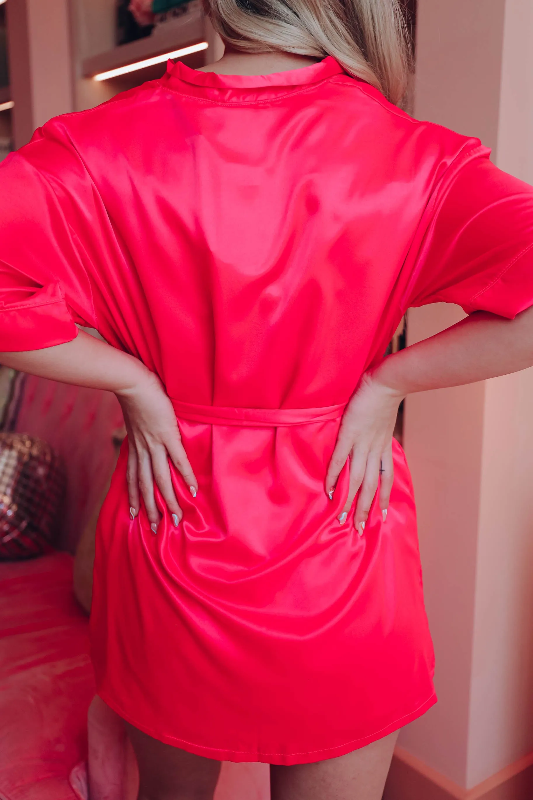 Resort Restoration Satin Kimono - Coral