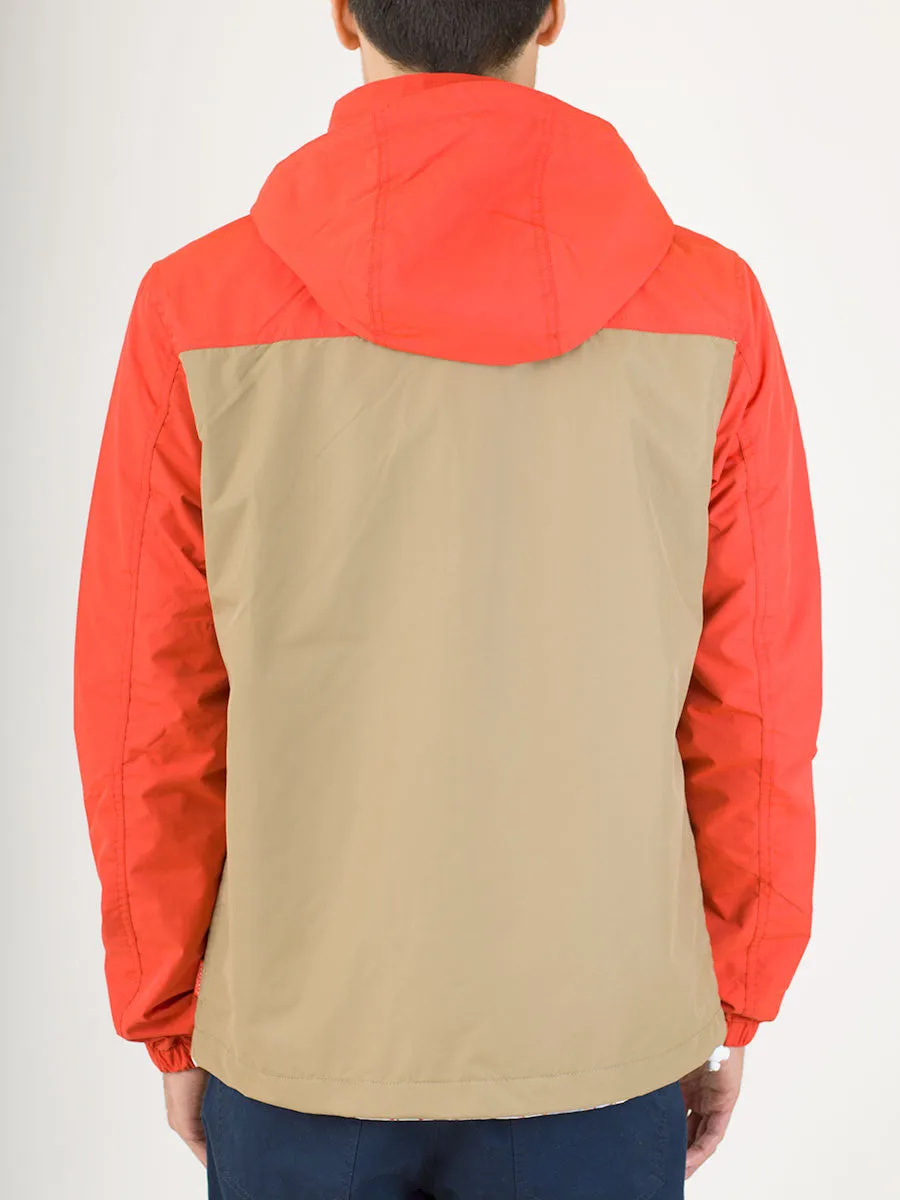 Rochester 2-Tone Hooded Zip-Through Rain Jacket in Orange Gold Tan