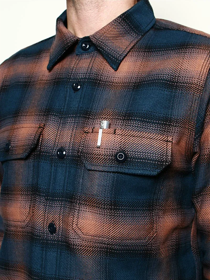 Rogue Territory Field Shirt Navy/Blush Ombre Plaid Shirt