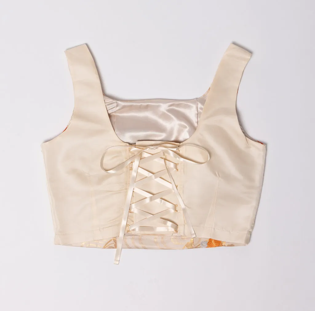 Rose Gold Flowers Obi Bustier