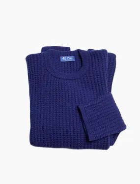 Royal Blue Waffle Knit Wool & Cashmere Jumper