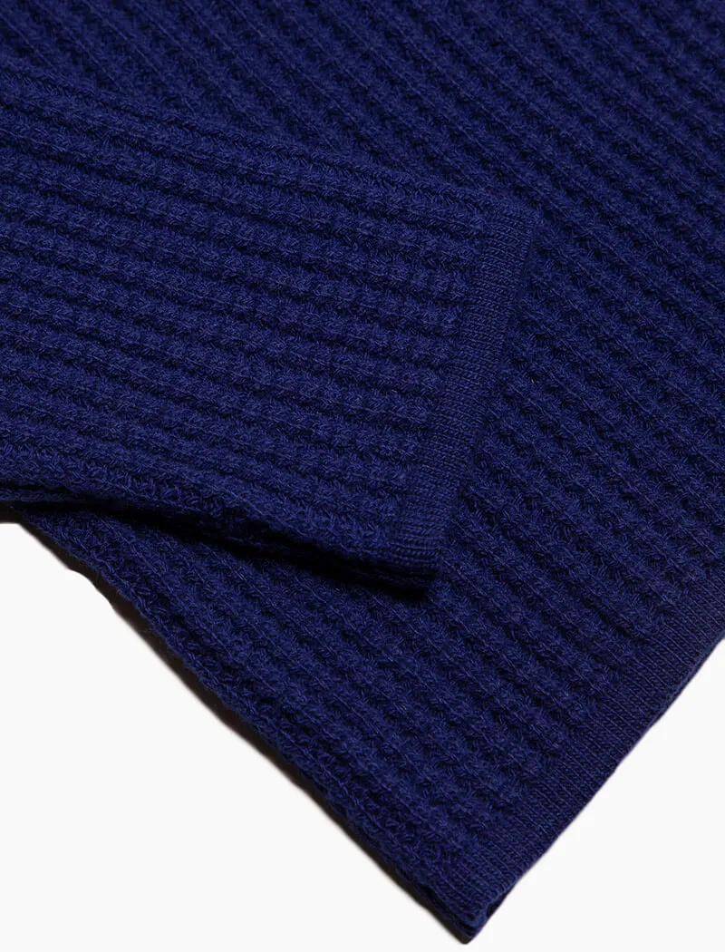 Royal Blue Waffle Knit Wool & Cashmere Jumper