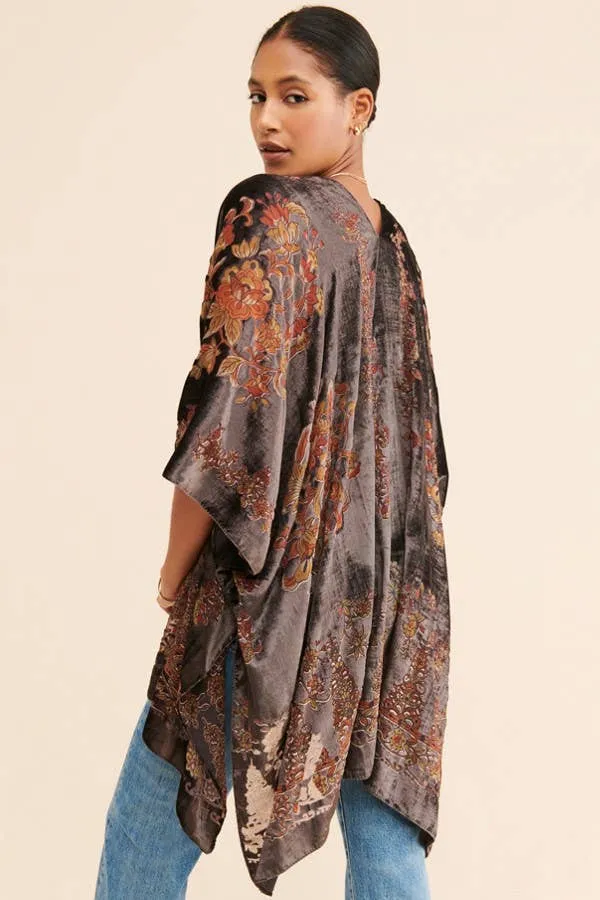 Saachi Gunmetal Grey Velvet Ruana