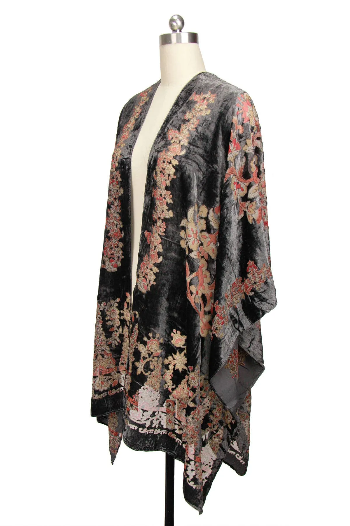 Saachi Gunmetal Grey Velvet Ruana