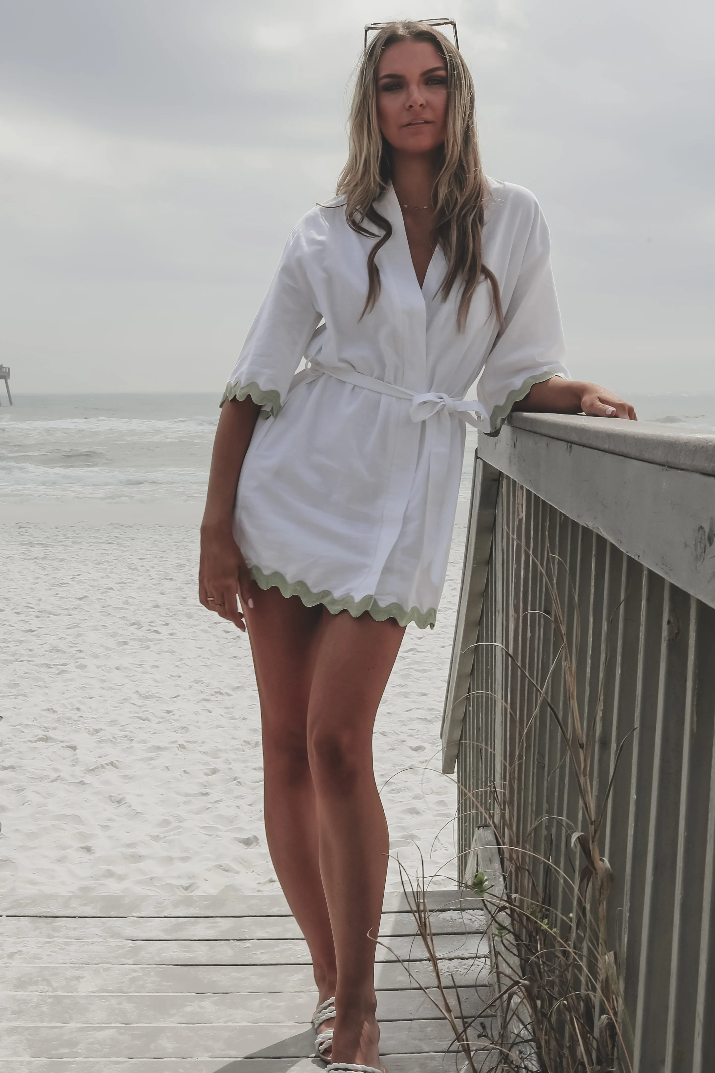 Sandy Shores White Wrap Kimono