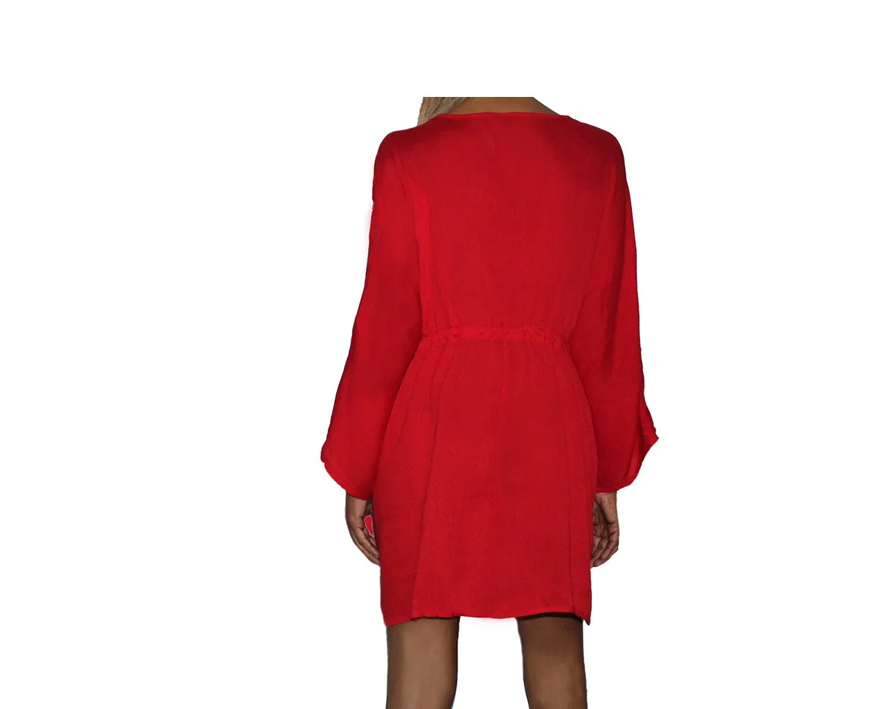 Scarlet Red Apres-Beach Cover-Up Kimono Dress - The Palm Springs