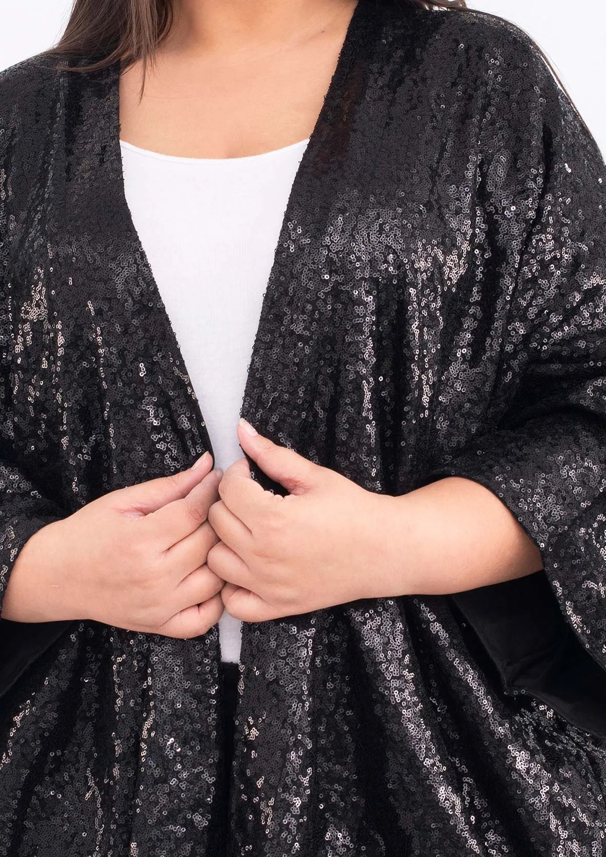 Sequin Open Front Kimono