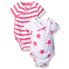 Short Sleeve kimono Bodysuit - Pink Star