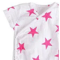 Short Sleeve kimono Bodysuit - Pink Star