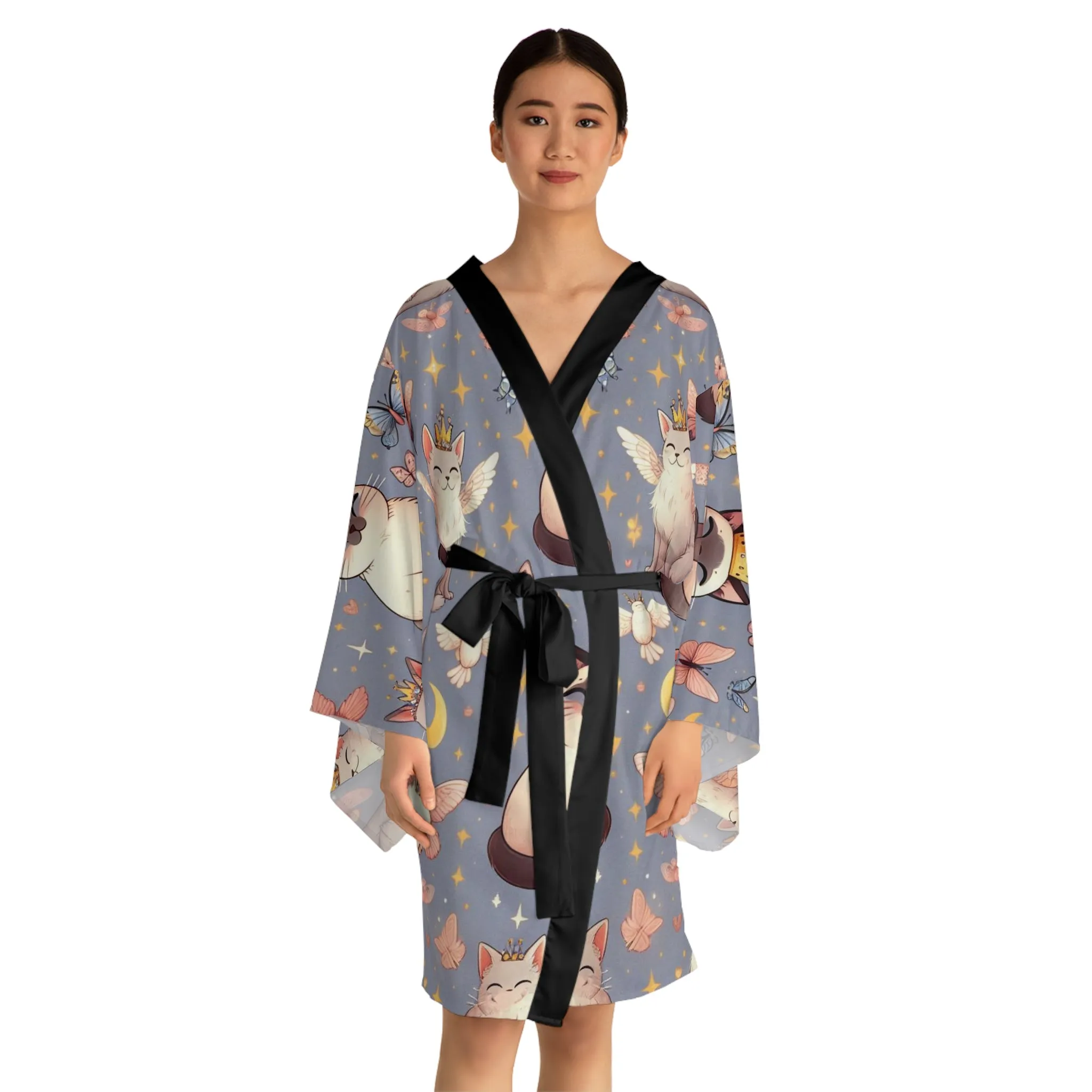 Siamese Queen - Long Sleeve Kimono Robe (AOP)