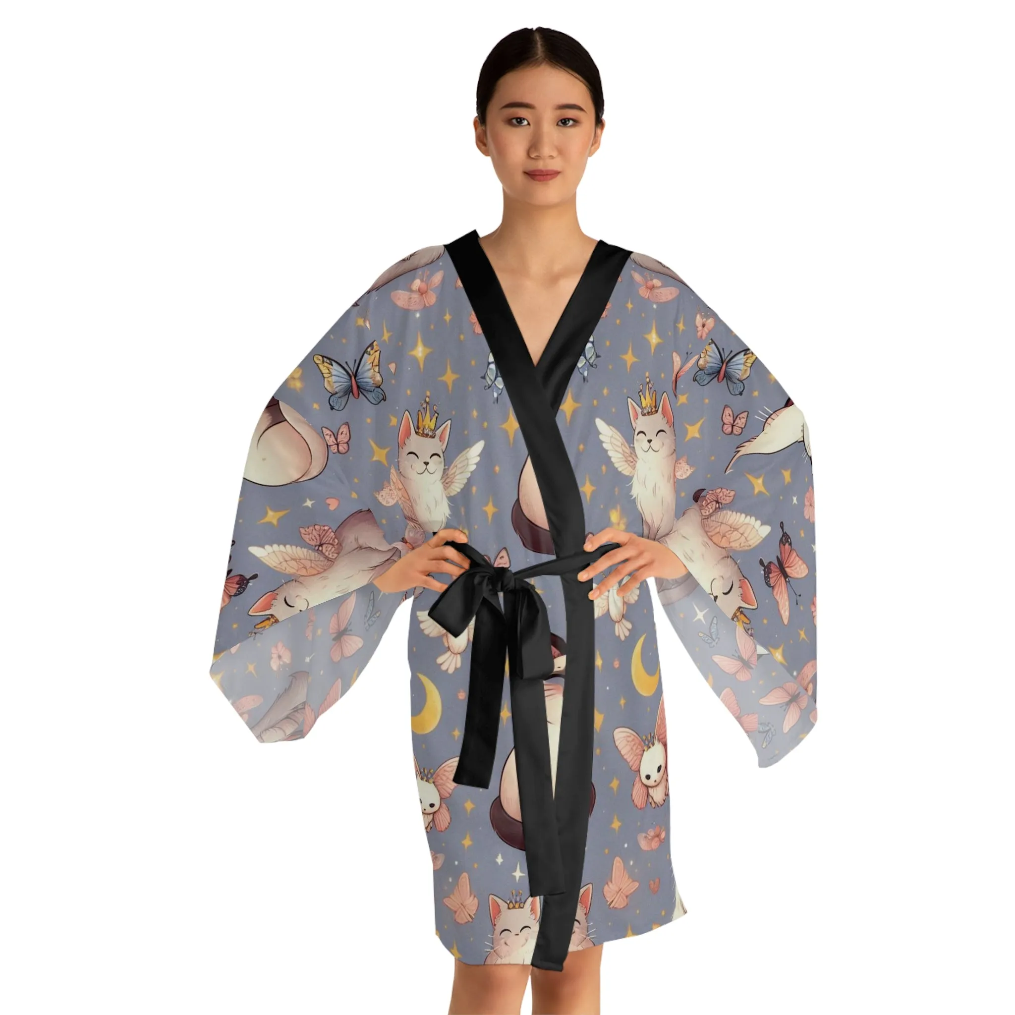 Siamese Queen - Long Sleeve Kimono Robe (AOP)