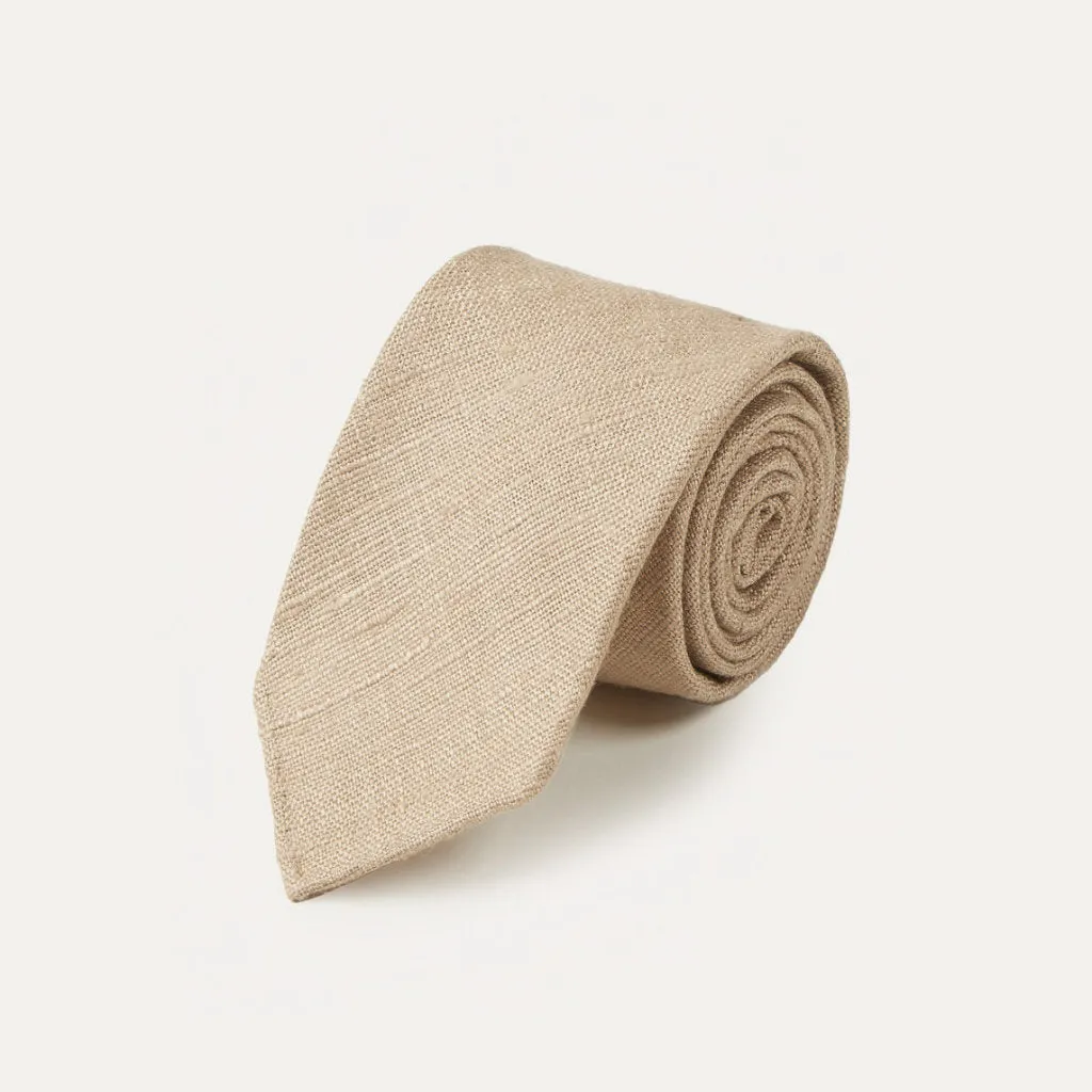 Silk Tussah Handrolled Tie; Natural