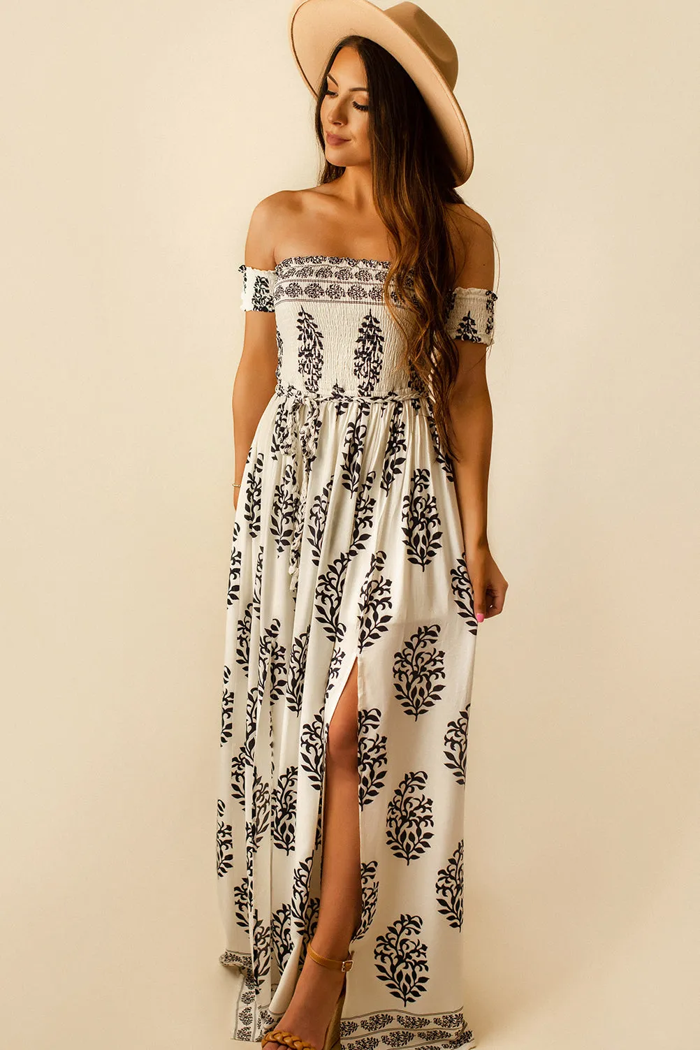 Solana Off The Shoulder Maxi Dress (Ivory) | FINAL SALE