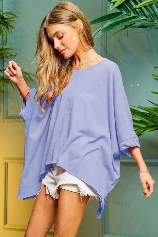 Solid Round Neck Loose Fit Kimono Sleeve Sweater // 4 colors