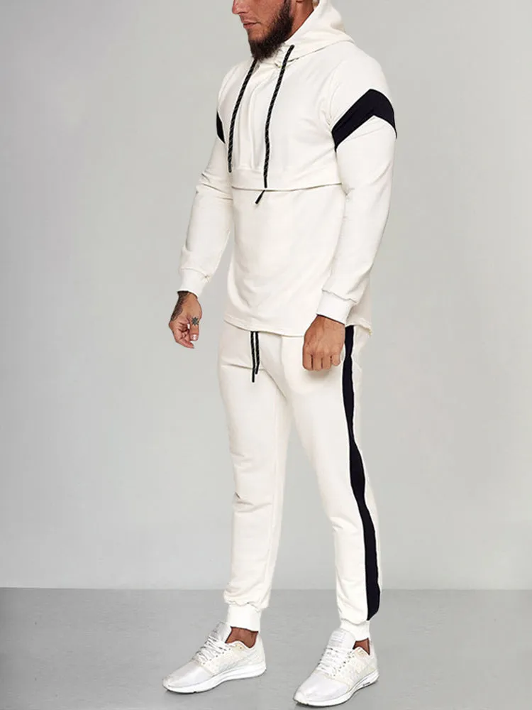 Stylish Splicing Athleisure Hoodie Set