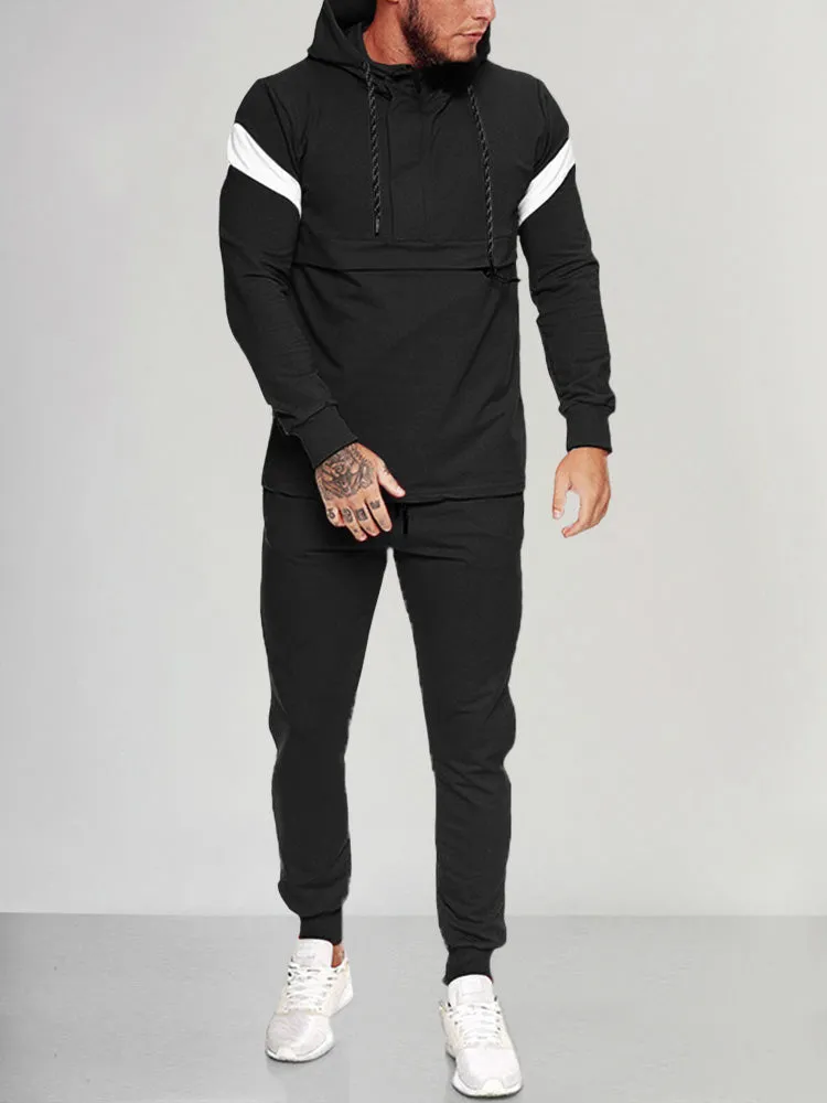 Stylish Splicing Athleisure Hoodie Set