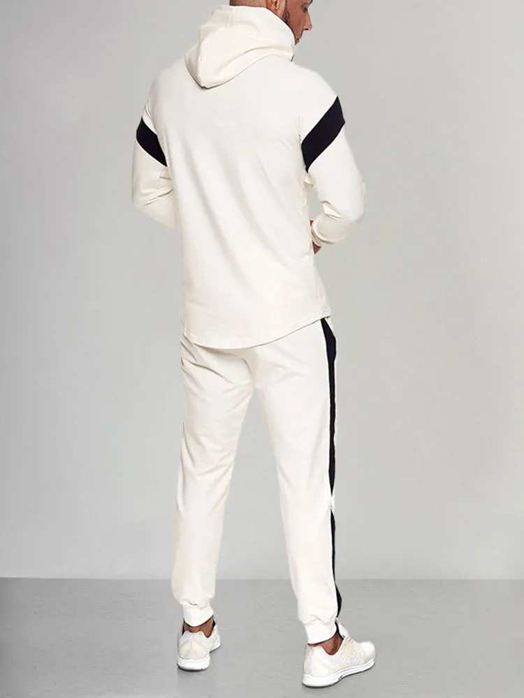 Stylish Splicing Athleisure Hoodie Set