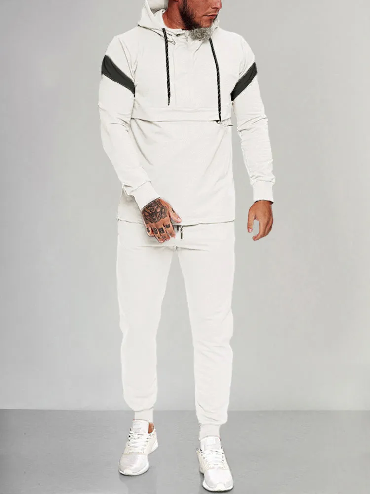 Stylish Splicing Athleisure Hoodie Set